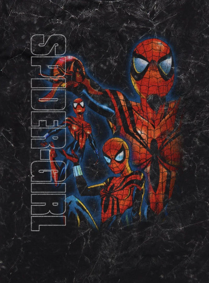 Marvel Spider-Man Spider-Girl Strike A Pose Montage Mineral Wash T-Shirt