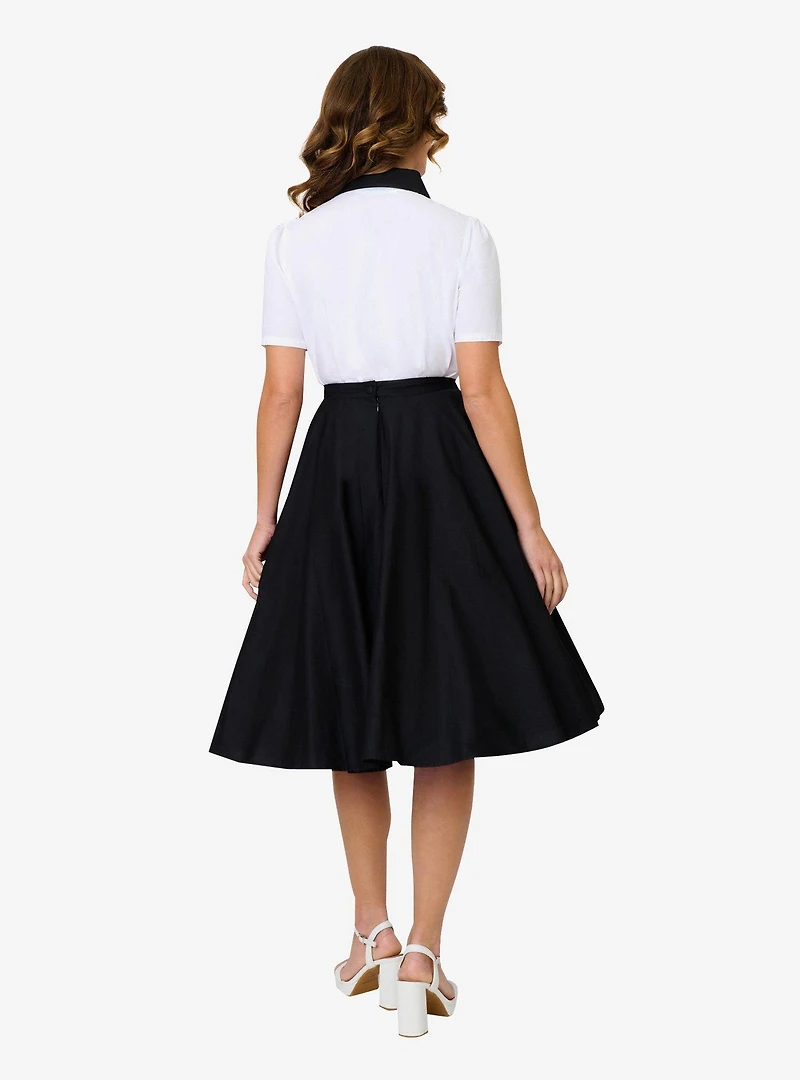 Disney Pride Collection by Unique Vintage Black & Mickey Heart Pocket Sally Swing Skirt