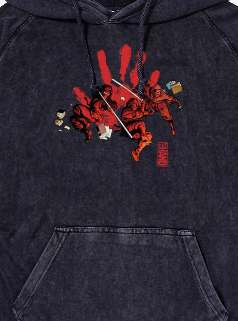 Marvel Comics Retro Red Hand Of Mineral Wash Hoodie