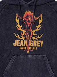 Marvel X-Men Jean Grey Dark Phoenix Orange And Red Flames Mineral Wash Hoodie