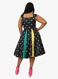 Disney Pride Collection by Unique Vintage Plus Black & Rainbow Mickey Stripe Swing Dress