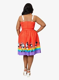 Disney Pride Collection by Unique Vintage Plus Mickey & Minnie Rainbow Rachel Swing Dress
