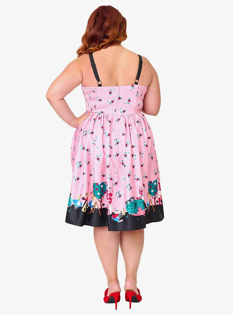 Disney Alice Wonderland Collection By Unique Vintage Plus Pink Queen of Hearts Sweetheart Swing Dress