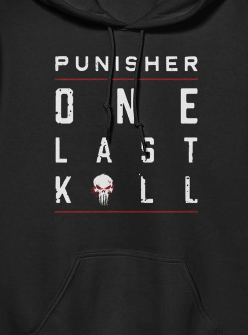 Marvel Punisher Underlined Red Text Stack Hoodie