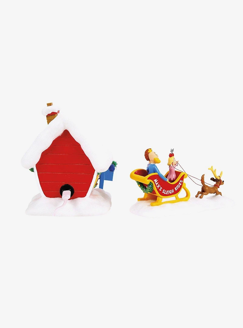 Department 56 Grinch Village Max's Sleigh Rides Figurine Set of 2
