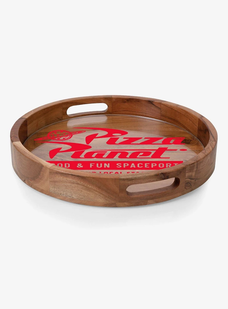 Disney Pixar Toy Story Pizza Planet Natural Wood Barista Serving Tray with Glass Insert