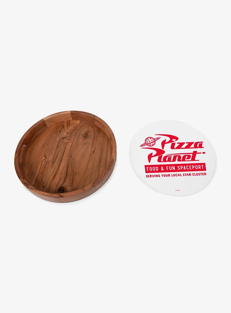 Disney Pixar Toy Story Pizza Planet Natural Wood Barista Serving Tray with Glass Insert