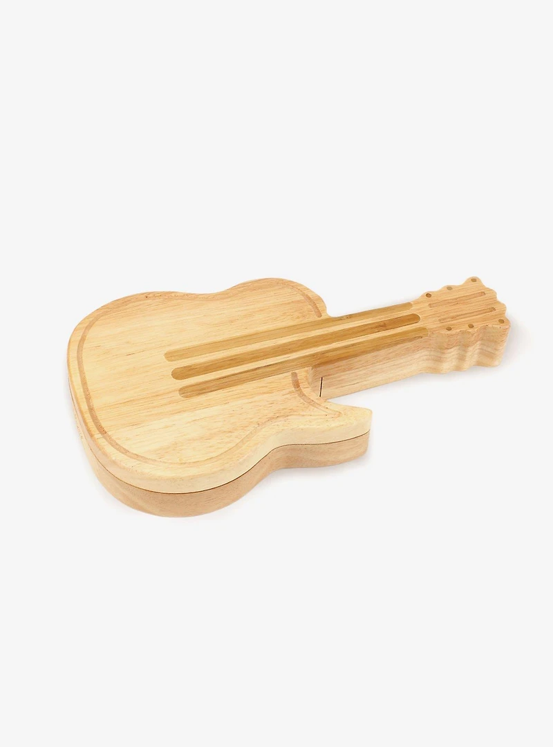 Guitar Bamboo Cheese Cutting Board & Tools Set