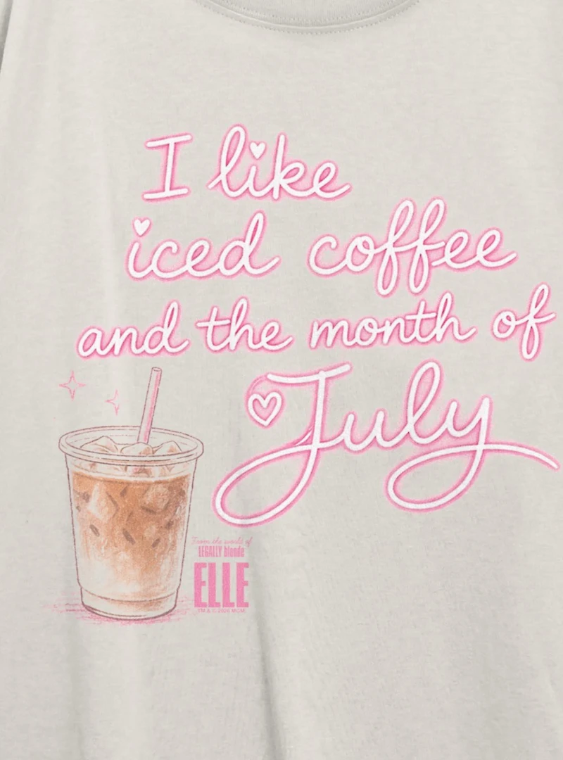 Legally Blonde Elle Iced Coffee & The Month Of July Womens Oversized T-Shirt