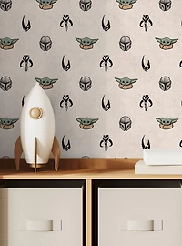 Star Wars The Mandalorian and Grogu Cream Peel & Stick Wallpaper