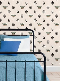Star Wars The Mandalorian and Grogu Cream Peel & Stick Wallpaper