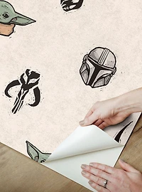 Star Wars The Mandalorian and Grogu Cream Peel & Stick Wallpaper
