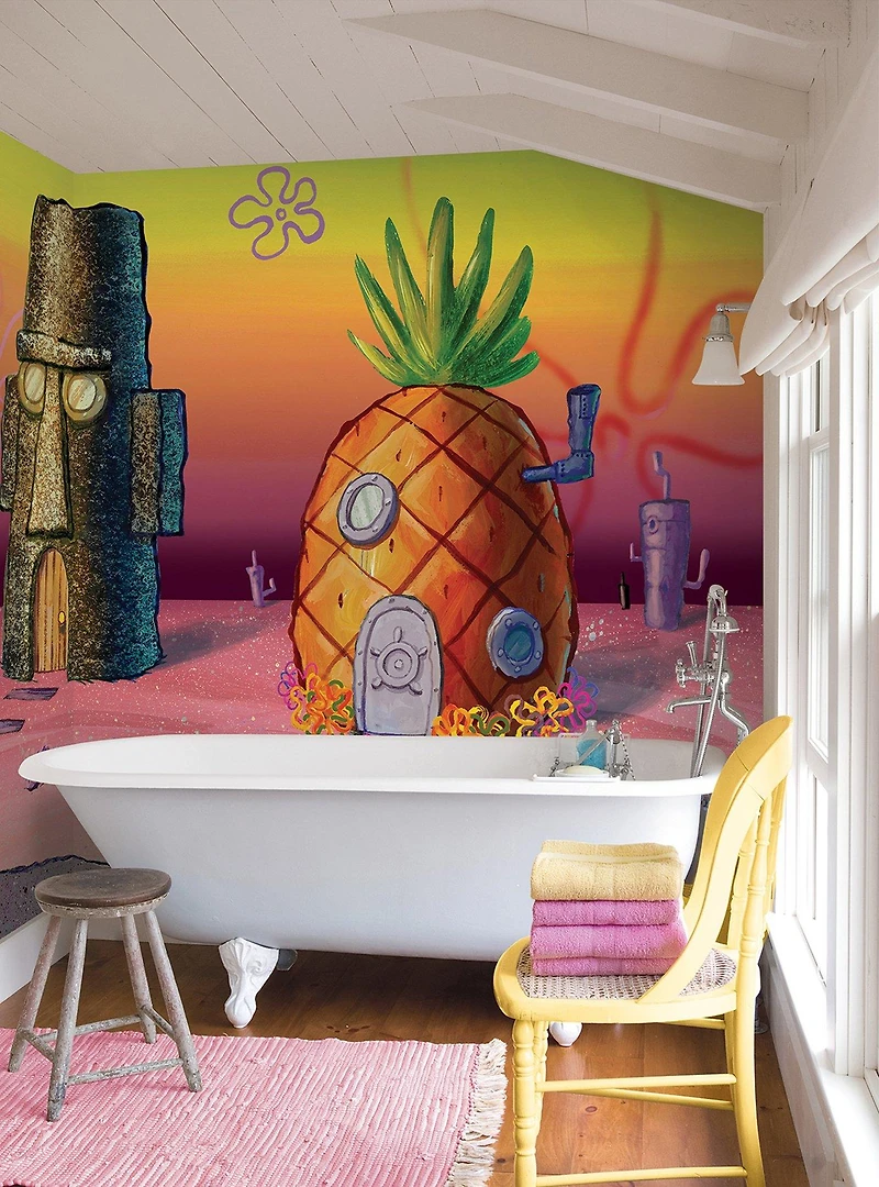 SpongeBob SquarePants Sunset Pink Peel & Stick Mural