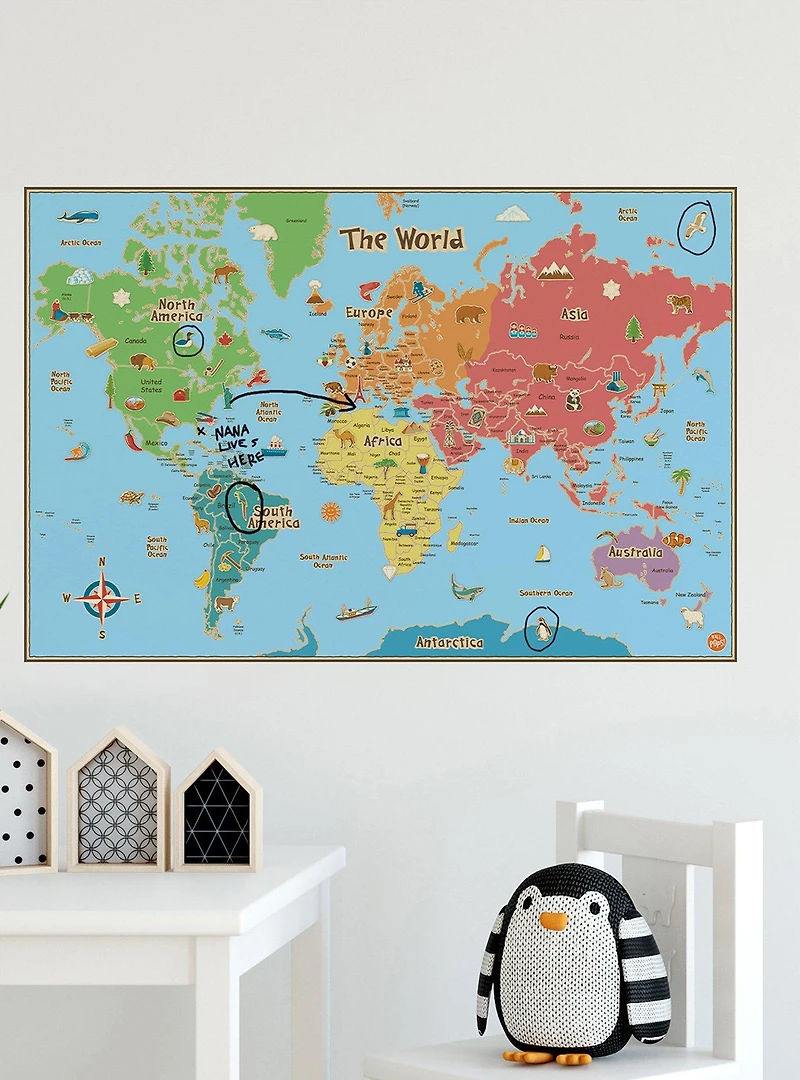 Kids World Dry Erase Map Decal