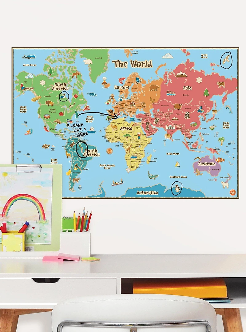 Kids World Dry Erase Map Decal