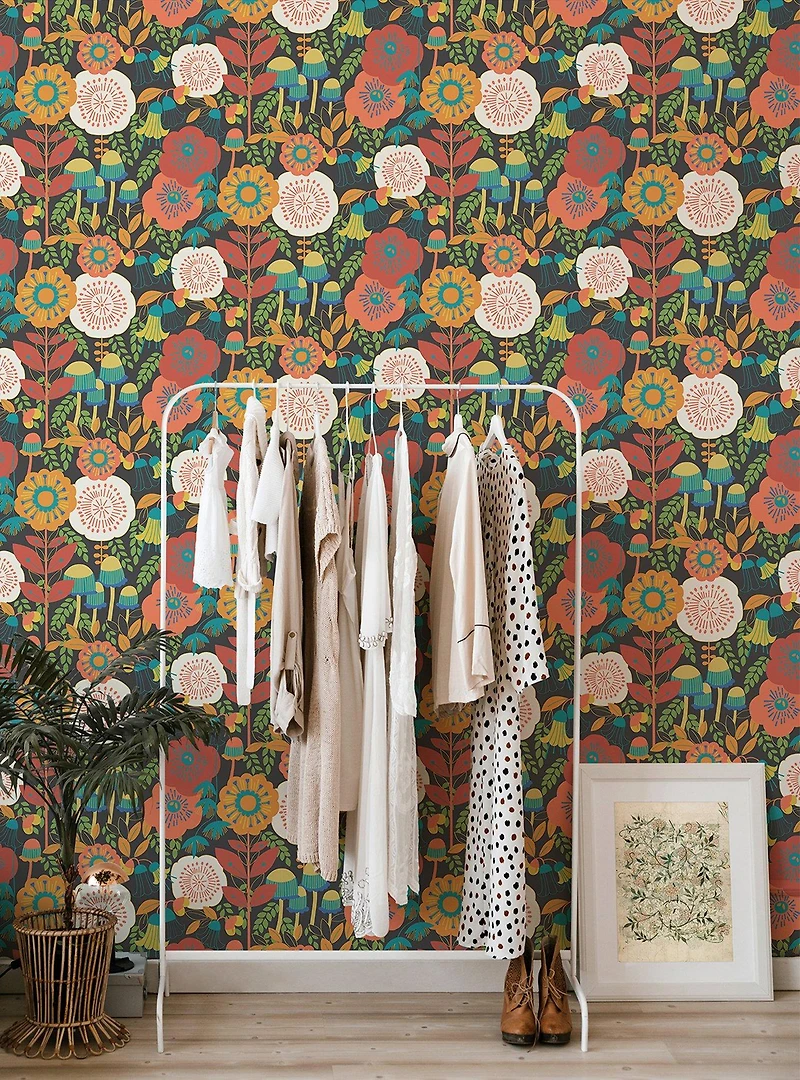 Dream Garden Dark Brown Peel & Stick Wallpaper
