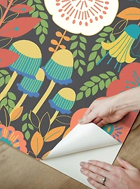 Dream Garden Dark Brown Peel & Stick Wallpaper