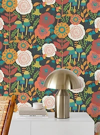 Dream Garden Dark Brown Peel & Stick Wallpaper