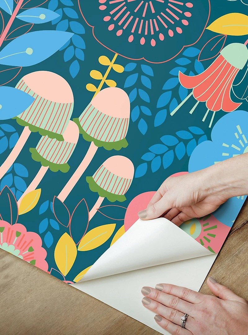 Dream Garden Teal Peel & Stick Wallpaper