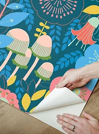 Dream Garden Teal Peel & Stick Wallpaper