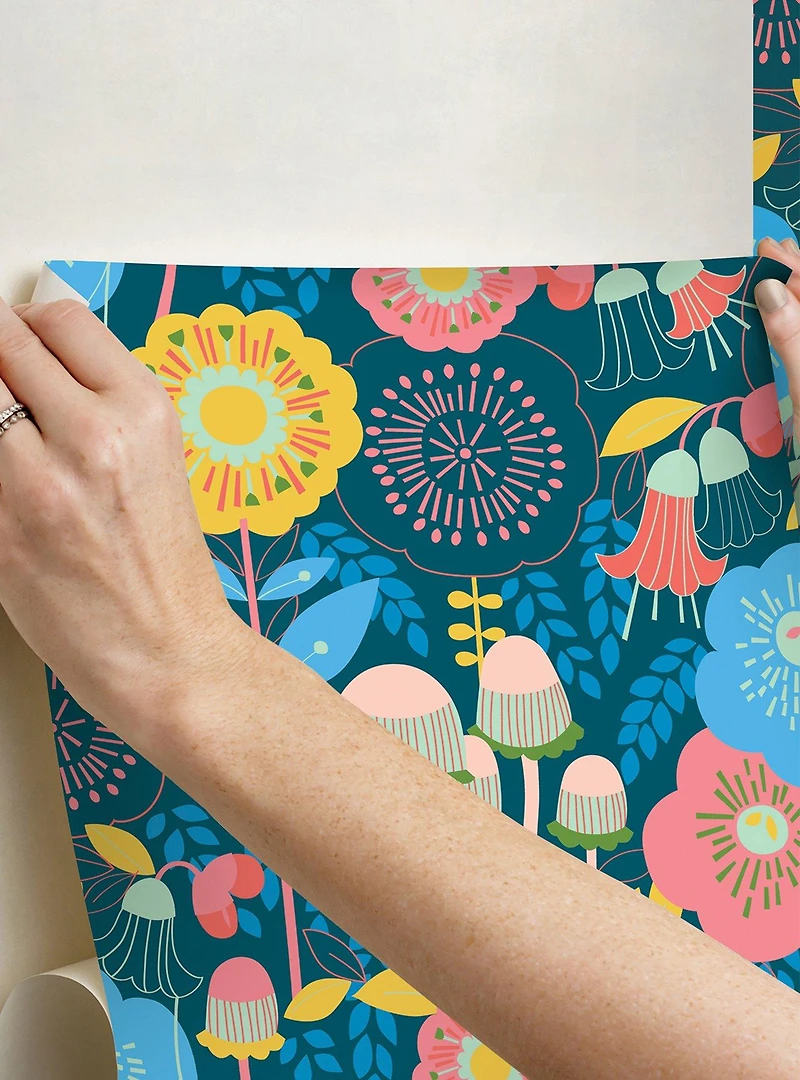 Dream Garden Teal Peel & Stick Wallpaper