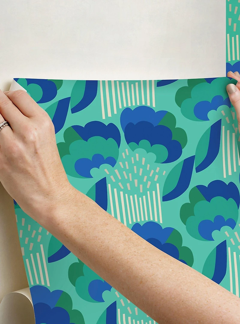 Retro Esme Aqua Peel & Stick Wallpaper