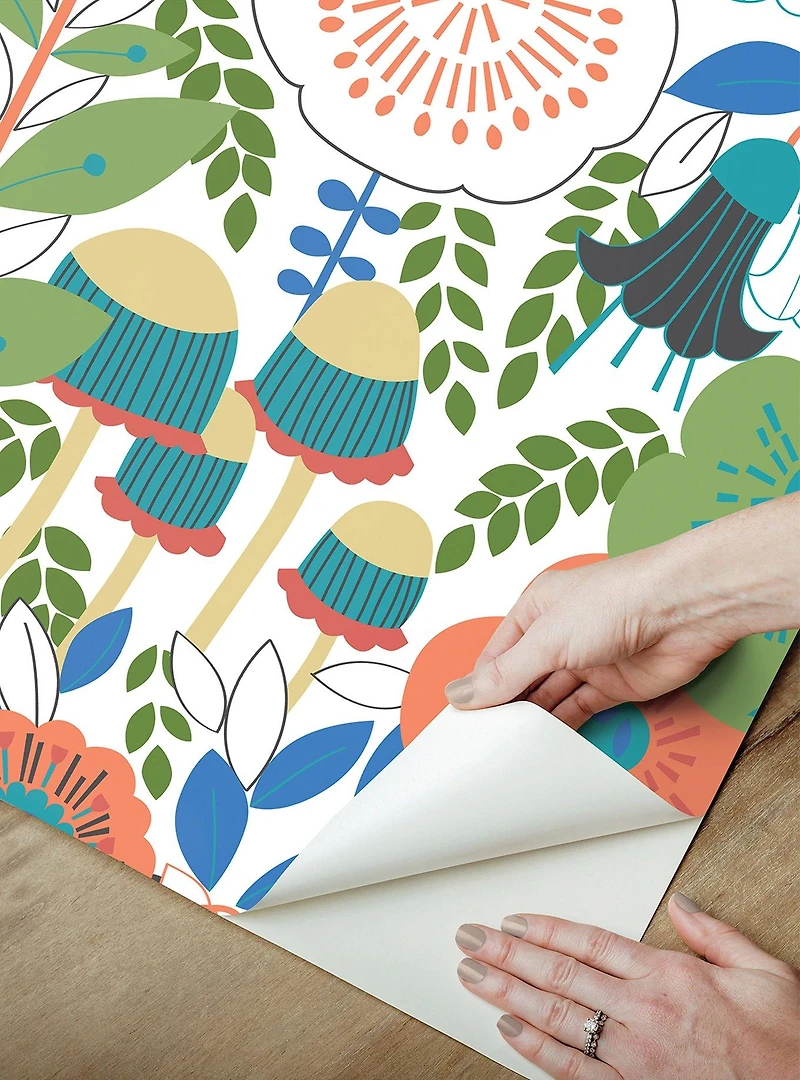 Dream Garden Off White Peel & Stick Wallpaper