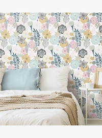 Perennial Blooms Pink Peel & Stick Wallpaper