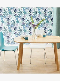 Perennial Blooms Blue Peel & Stick Wallpaper