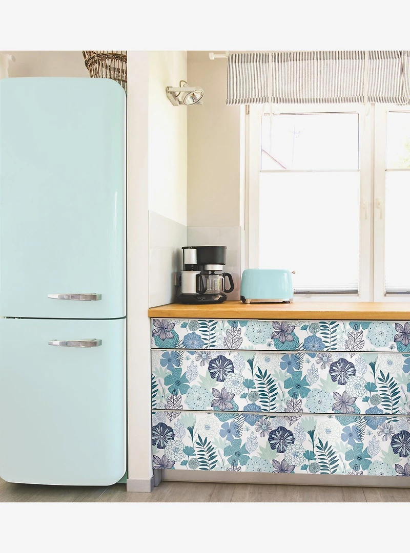 Perennial Blooms Blue Peel & Stick Wallpaper