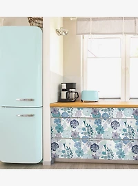 Perennial Blooms Blue Peel & Stick Wallpaper