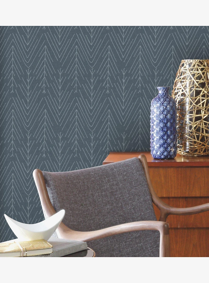 Twig Hygge Herringbone Navy Peel & Stick Wallpaper