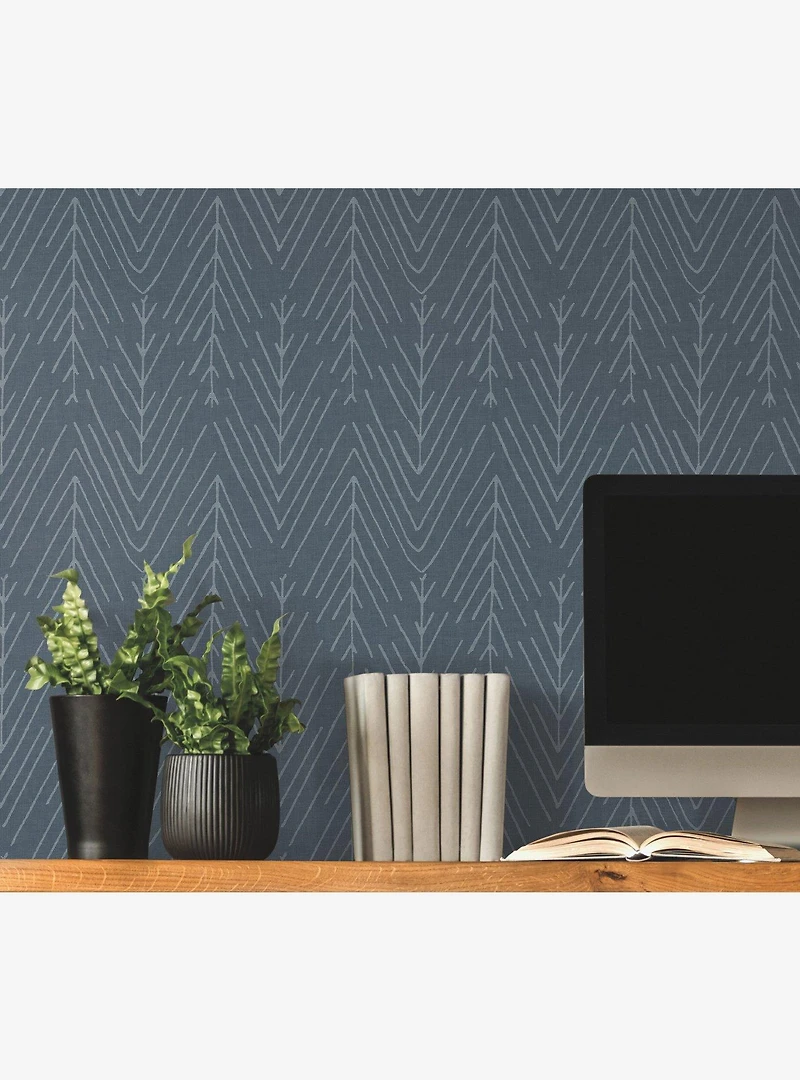 Twig Hygge Herringbone Navy Peel & Stick Wallpaper