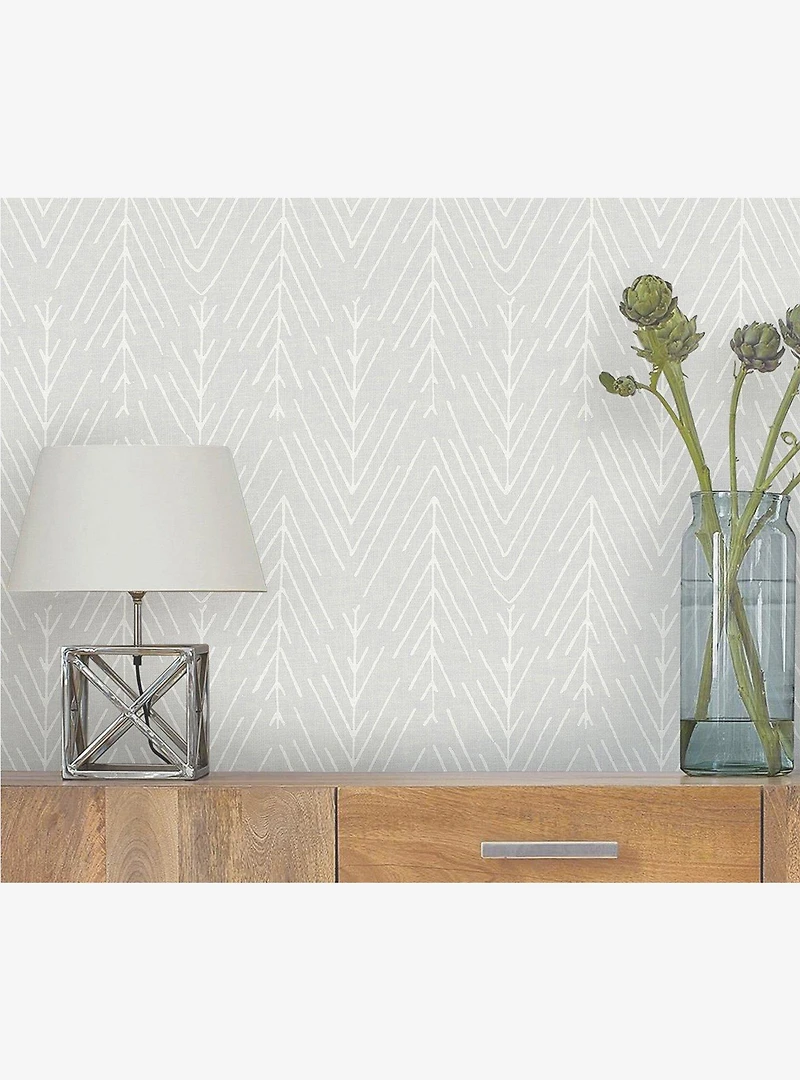 Twig Hygge Herringbone Grey Peel & Stick Wallpaper