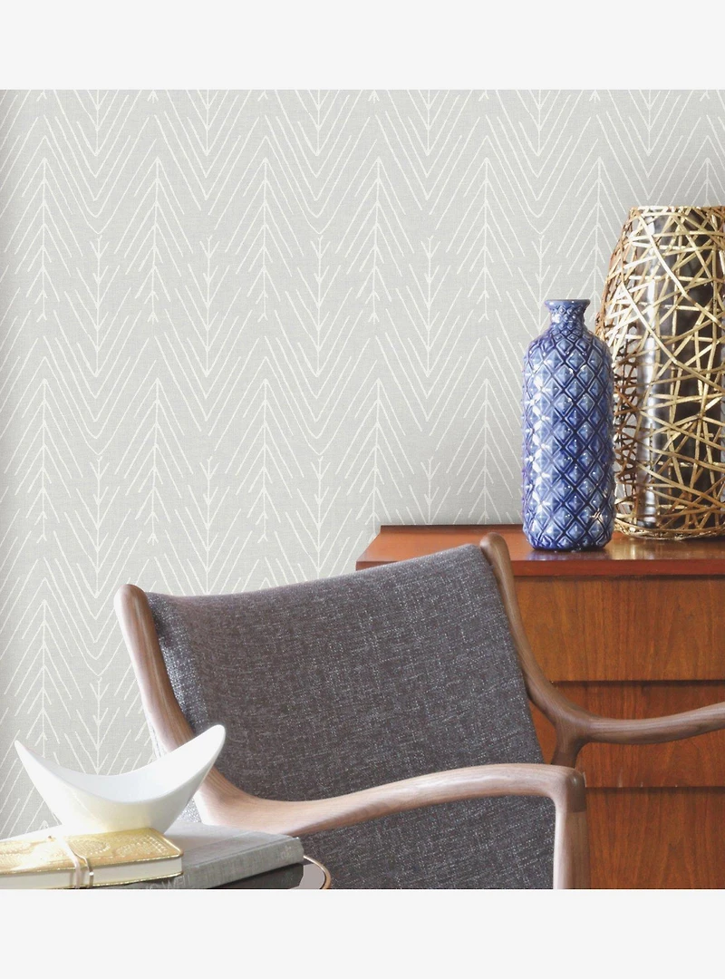 Twig Hygge Herringbone Grey Peel & Stick Wallpaper