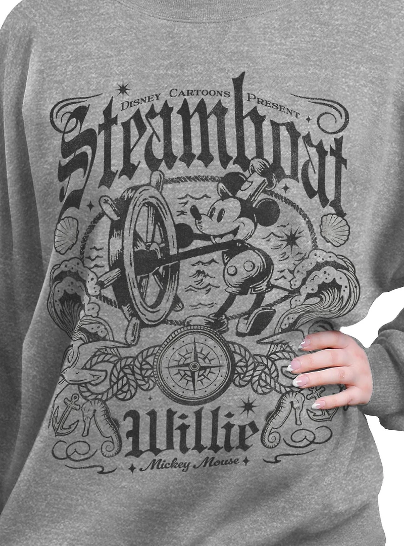 Disney Steamboat Willie Mickey Mouse Womens Oversized Sweatshirt BoxLunch Exclusive