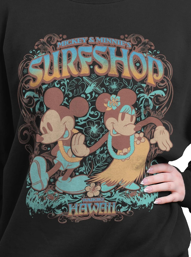 Disney Mickey Mouse & Minnie Surfshop Hawaii Womens Oversized Sweatshirt BoxLunch Exclusive