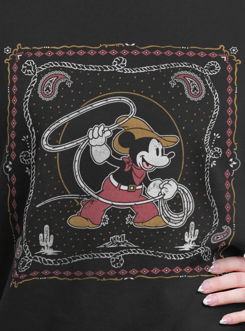Disney Mickey Mouse Western Cowboy Paisley Womens Oversized Sweatshirt BoxLunch Exclusive