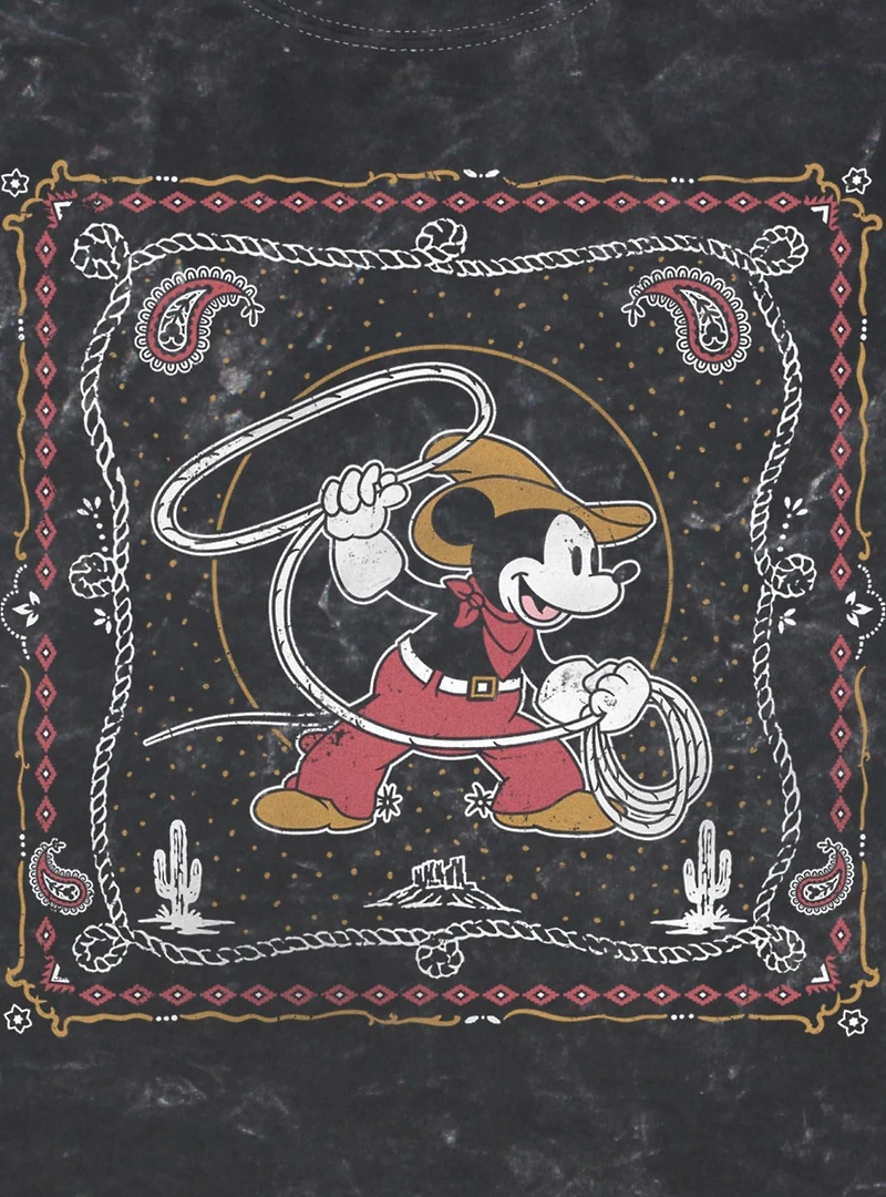 Disney Mickey Mouse Western Cowboy Paisley Mineral Wash T-Shirt BoxLunch Exclusive
