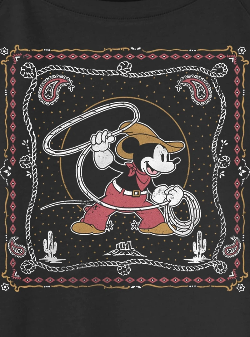 Disney Mickey Mouse Western Cowboy Paisley Womens Slouchy Sweatshirt BoxLunch Exclusive