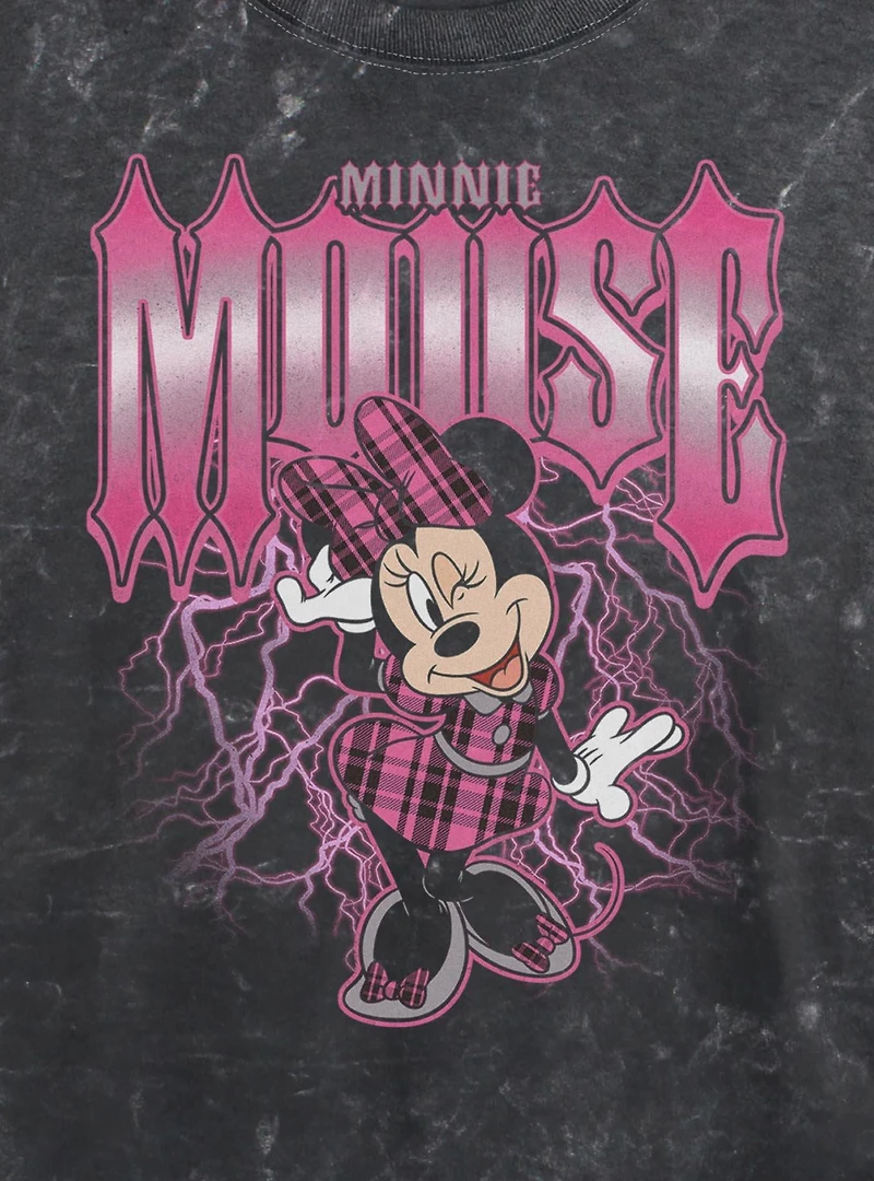 Disney Minnie Mouse Lightning Womens Mineral Wash Crop T-Shirt BoxLunch Exclusive