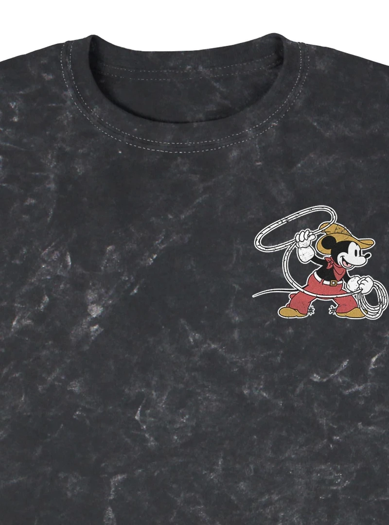 Disney Mickey Mouse Western Cowboy Lasso Rope Mineral Wash T-Shirt BoxLunch Exclusive