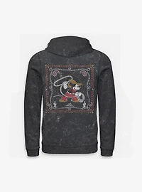 Disney Mickey Mouse Western Cowboy Lasso Rope Mineral Wash Hoodie BoxLunch Exclusive