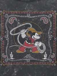 Disney Mickey Mouse Western Cowboy Lasso Rope Mineral Wash Hoodie BoxLunch Exclusive