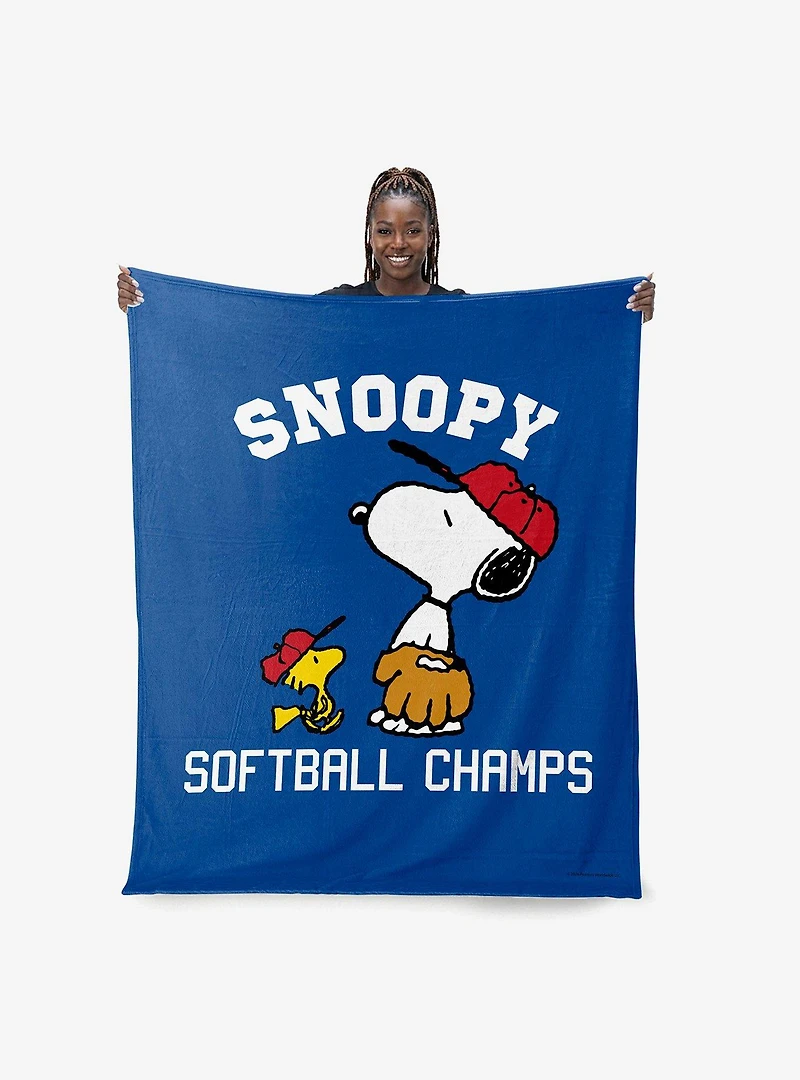 Peanuts Snoopy Softball Silk Touch Throw Blanket