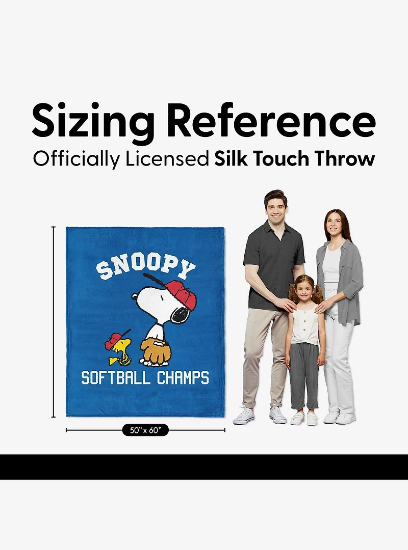 Peanuts Snoopy Softball Silk Touch Throw Blanket