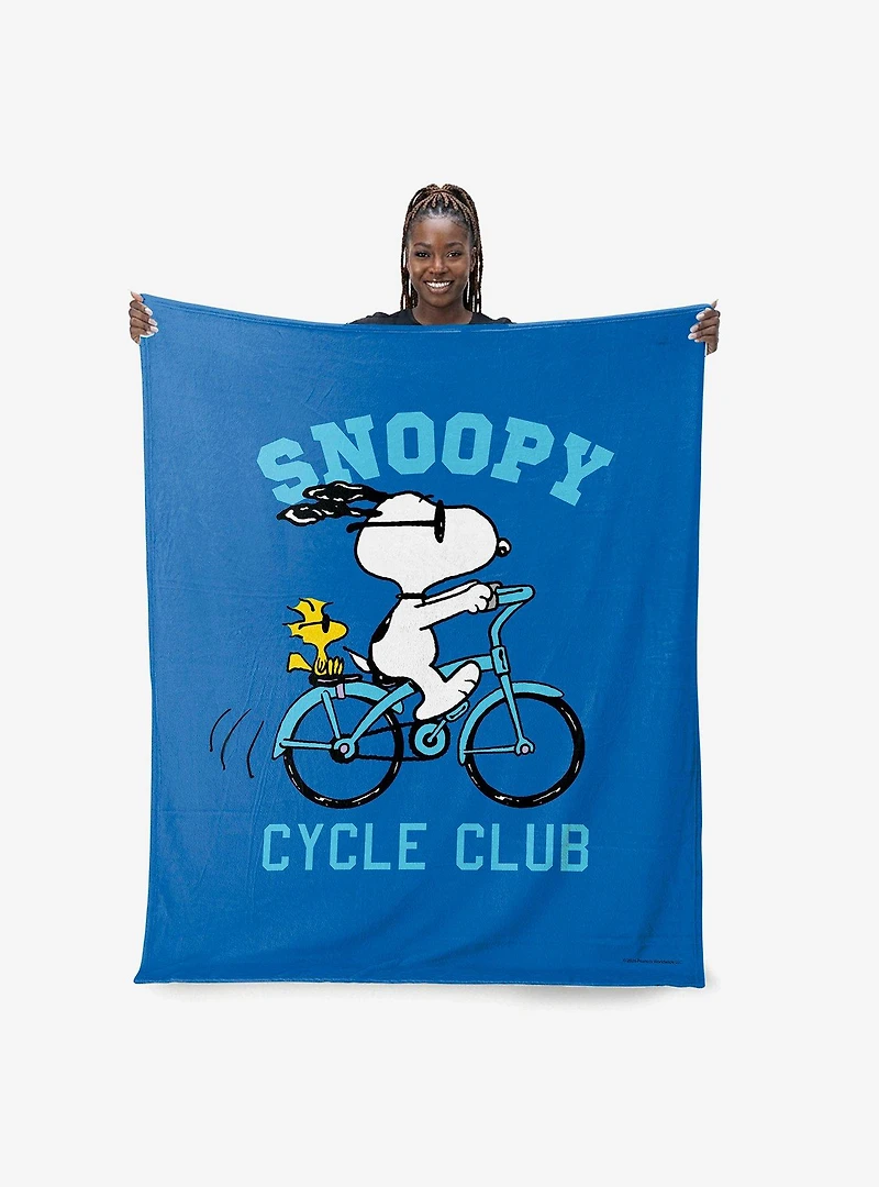 Peanuts Snoopy Cycle Club Silk Touch Throw Blanket