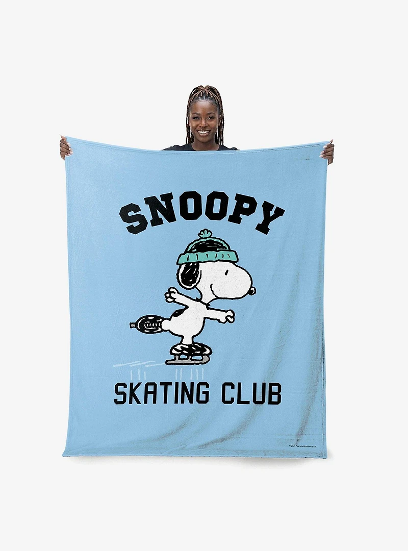 Peanuts Snoopy Skating Silk Touch Throw Blanket