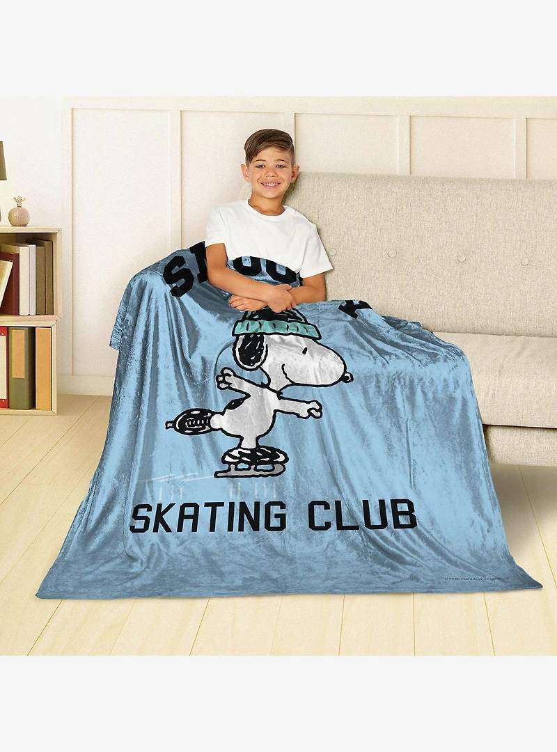 Peanuts Snoopy Skating Silk Touch Throw Blanket