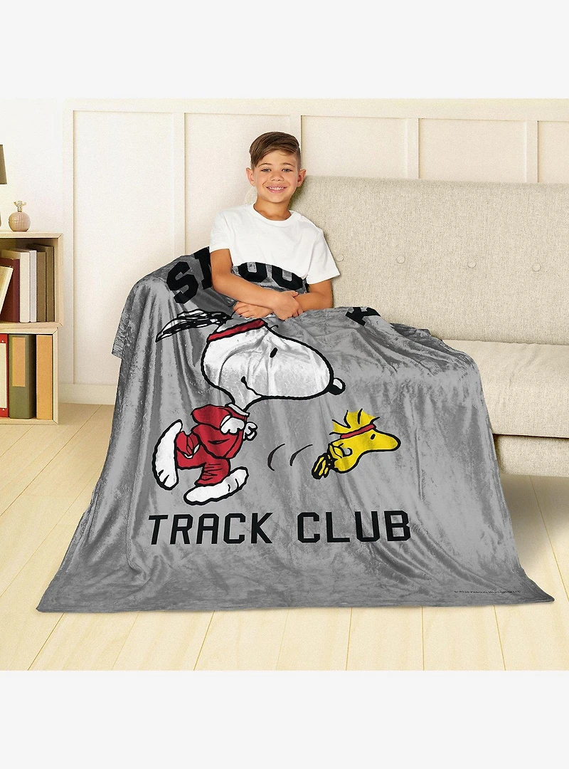 Peanuts Snoopy Track Silk Touch Throw Blanket